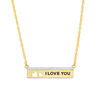 Thumbnail Image 0 of 1/15 CT. T.W. Diamond Double Heart Cut-Out Bar Necklace in Sterling Silver with 14K Gold Plate (1 Line)