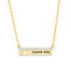 Thumbnail Image 1 of 1/15 CT. T.W. Diamond Double Heart Cut-Out Bar Necklace in Sterling Silver with 14K Gold Plate (1 Line)