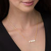 Thumbnail Image 2 of 1/15 CT. T.W. Diamond Double Heart Cut-Out Bar Necklace in Sterling Silver with 14K Gold Plate (1 Line)