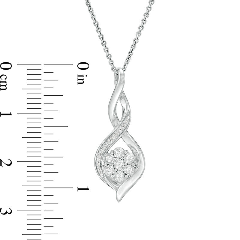 1/10 CT. T.W. Composite Diamond Flame Pendant in Sterling Silver