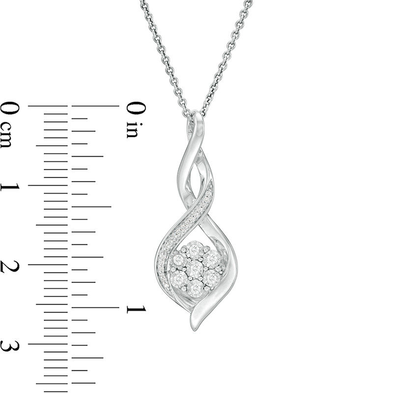 Main Image 2 of 1/10 CT. T.W. Composite Diamond Flame Pendant in Sterling Silver