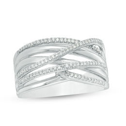 1/6 CT. T.W. Diamond Crossover Multi-Row Ring in Sterling Silver