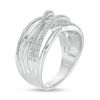 Thumbnail Image 1 of 1/6 CT. T.W. Diamond Crossover Multi-Row Ring in Sterling Silver