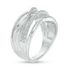Thumbnail Image 2 of 1/6 CT. T.W. Diamond Crossover Multi-Row Ring in Sterling Silver
