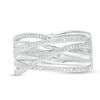 Thumbnail Image 2 of 1/6 CT. T.W. Diamond Crossover Multi-Row Ring in Sterling Silver