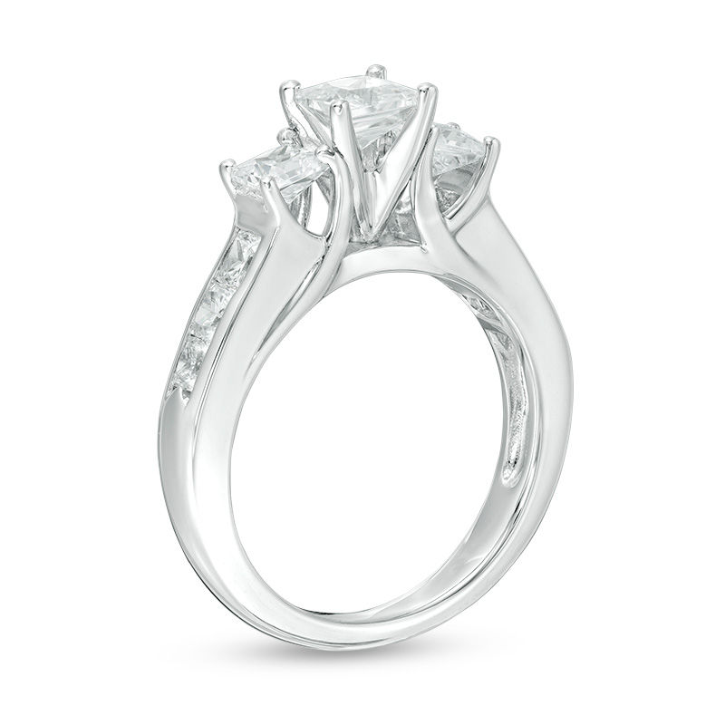 2 CT. T.W. Princess-Cut Diamond Past Present Future® Channel Engagement Ring in 14K White Gold