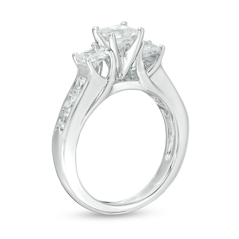 2 Ct. T.W. Princess-Cut Diamond Past Present Future Channel Engagement Ring in 14K White Gold