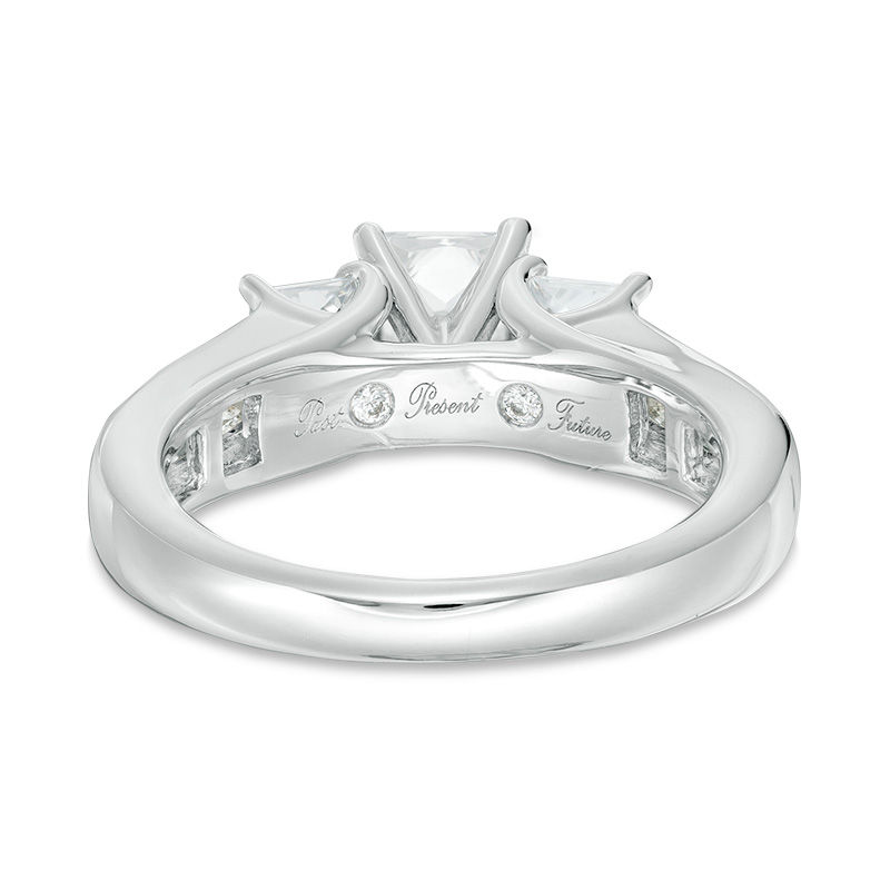 2 CT. T.W. Princess-Cut Diamond Past Present Future® Channel Engagement Ring in 14K White Gold