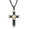 Thumbnail Image 0 of Men’s 1/20 CT. T.W. Diamond Double Cross Pendant in Stainless Steel with Black and Yellow IP - 24"
