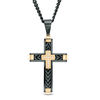 Thumbnail Image 1 of Men’s 1/20 CT. T.W. Diamond Double Cross Pendant in Stainless Steel with Black and Yellow IP - 24&quot;