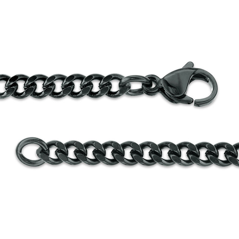 Main Image 2 of Men’s 1/20 CT. T.W. Diamond Double Cross Pendant in Stainless Steel with Black and Yellow IP - 24&quot;