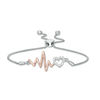 Thumbnail Image 0 of 1/20 CT. T.W. Diamond Heartbeat and Heart Bolo Bracelet in Sterling Silver and 10K Rose Gold - 9.5"
