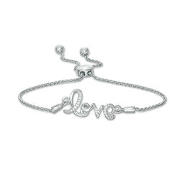 Diamond Accent "love" Bolo Bracelet in Sterling Silver - 9.5"