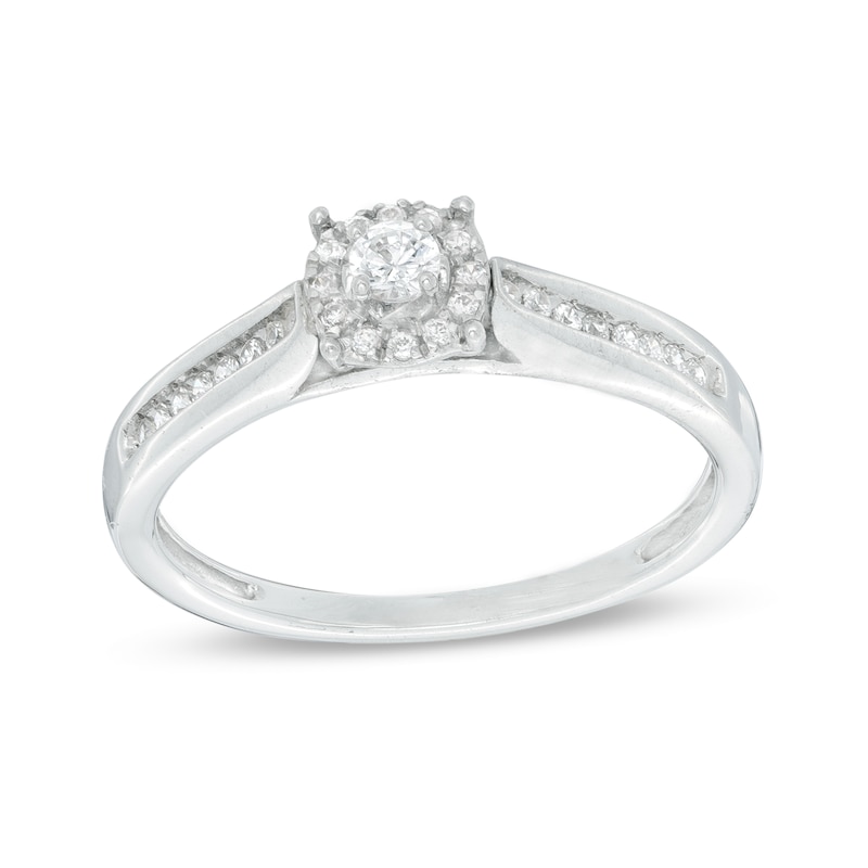 Main Image 1 of 1/8 CT. T.W. Diamond Frame Promise Ring in Sterling Silver