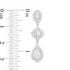 Multi-Shaped Lab-Created Opal and White Sapphire Frame Drop Earrings in Sterling Silver