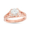 Thumbnail Image 0 of 1-1/6 CT. T.W. Diamond Square Frame Twist Rope Bridal Set in 14K Rose Gold