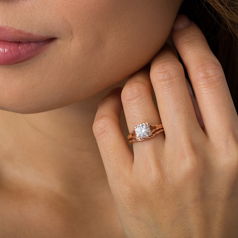 Main Image 2 of 1-1/6 CT. T.W. Diamond Square Frame Twist Rope Bridal Set in 14K Rose Gold