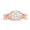 Thumbnail Image 4 of 1-1/6 CT. T.W. Diamond Square Frame Twist Rope Bridal Set in 14K Rose Gold