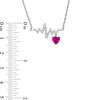 Thumbnail Image 2 of Lab-Created Ruby and White Sapphire Heartbeat and Heart Necklace in Sterling Silver