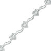 Thumbnail Image 0 of 1/20 CT. T.W. Diamond Hearts Wavy Link Bracelet in Sterling Silver - 7.5"