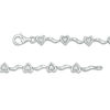 Thumbnail Image 1 of 1/20 CT. T.W. Diamond Hearts Wavy Link Bracelet in Sterling Silver - 7.5"