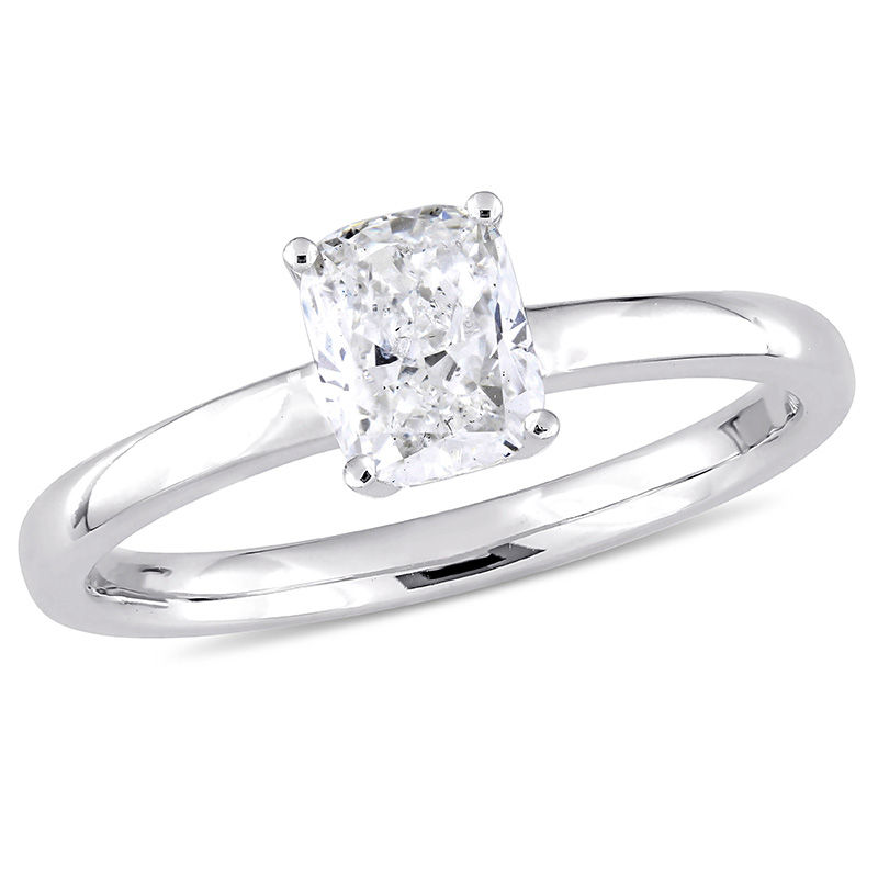 1 Ct Cushion Cut Diamond Solitaire Engagement Ring In 14k White