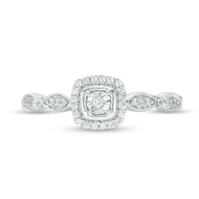 1/10 CT. T.W. Diamond Square Frame Promise Ring in Sterling Silver