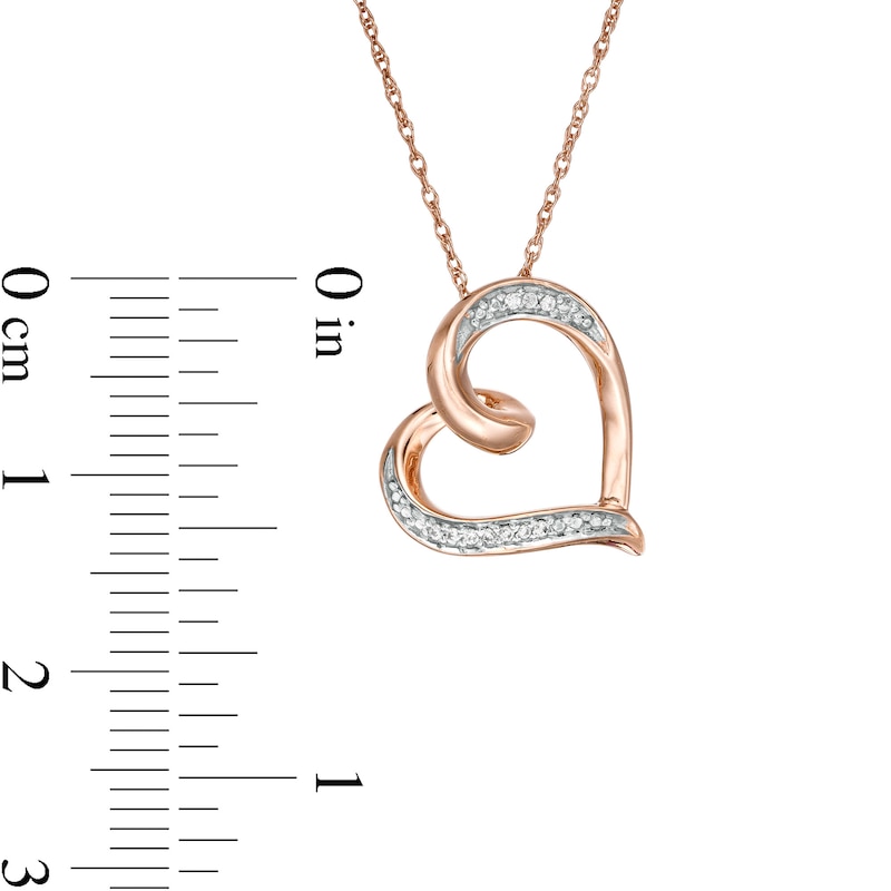 Main Image 2 of Diamond Accent Tilted Heart Pendant in 10K Rose Gold