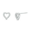 Thumbnail Image 1 of 1/10 CT. T.W. Diamond Lined Heart Stud Earrings in Sterling Silver