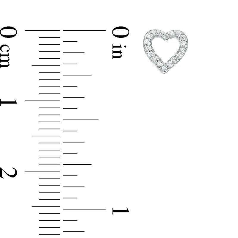 Main Image 2 of 1/10 CT. T.W. Diamond Lined Heart Stud Earrings in Sterling Silver