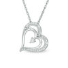 Thumbnail Image 0 of Diamond Accent Offset Heart Pendant in 10K White Gold