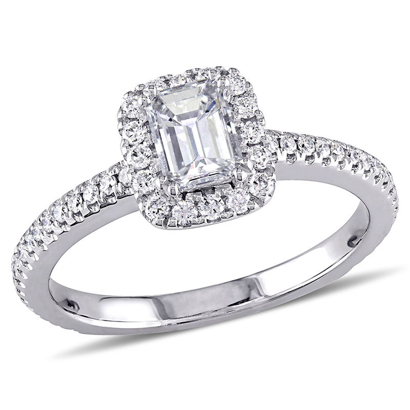 8Ct Emerald Cut Red Ruby Solitaire Engagement Wedding Ring 14K White Gold Finish