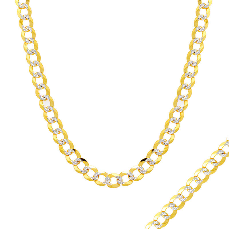 SOLID 14k TWO TONE GOLD CHAIN LINK NECKLACE 24 INCH YELLOW ROSE STARBURST  CURB
