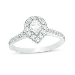 1/2 CT. T.W. Pear-Shaped Diamond Frame Engagement Ring in 14K White Gold