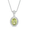 Thumbnail Image 1 of Oval Peridot and Lab-Created White Sapphire Frame Pendant in Sterling Silver