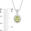 Thumbnail Image 2 of Oval Peridot and Lab-Created White Sapphire Frame Pendant in Sterling Silver