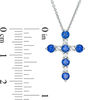 Thumbnail Image 2 of Lab-Created Blue and White Sapphire Cross Pendant in Sterling Silver