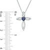 Thumbnail Image 2 of Heart-Shaped Lab-Created Blue and White Sapphire Loop Cross Pendant in Sterling Silver