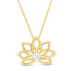 Thumbnail Image 1 of 1/6 CT. Diamond Solitaire Lotus Flower Pendant in 10K Gold
