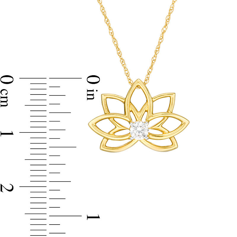 1/6 CT. Diamond Solitaire Lotus Flower Pendant in 10K Gold | Zales Outlet