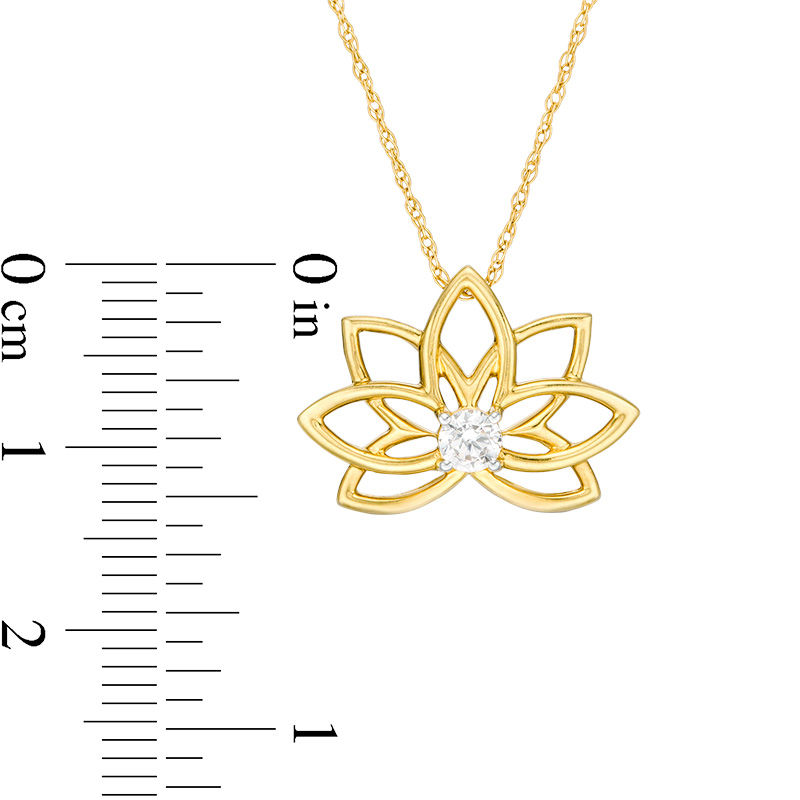 Main Image 2 of 1/6 CT. Diamond Solitaire Lotus Flower Pendant in 10K Gold