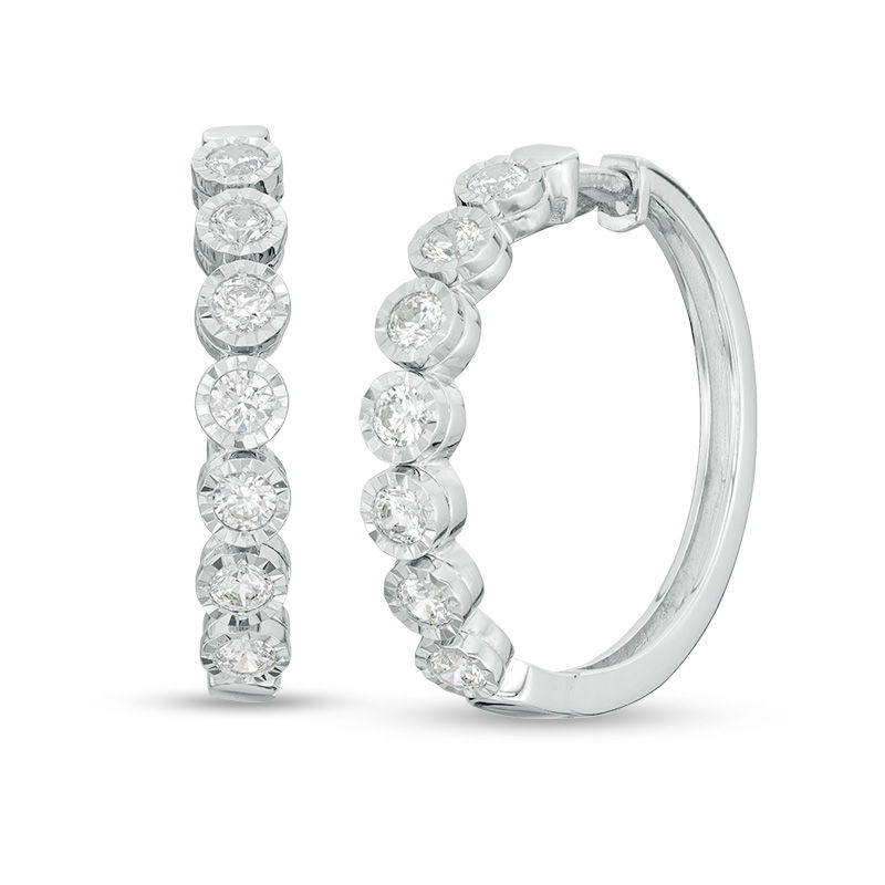 1 CT. T.W. Diamond Bubbles Hoop Earrings in 10K White Gold