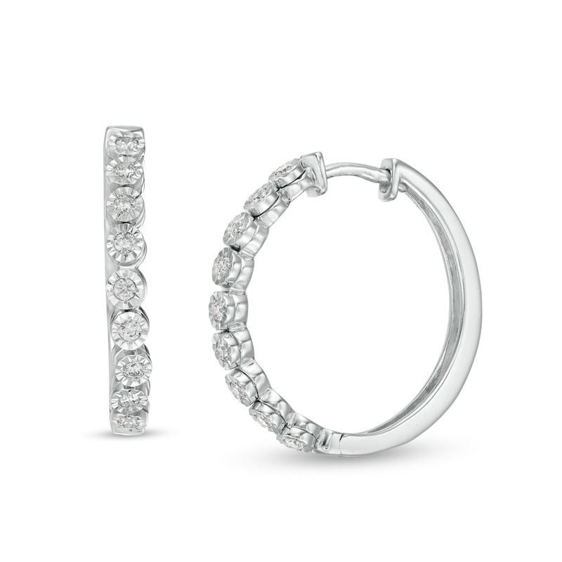 1/4 CT. T.W. Diamond Hoop Earrings in 10K White Gold