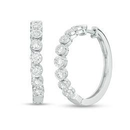 1/2 CT. T.W. Diamond Bubbles Hoop Earrings in 10K White Gold
