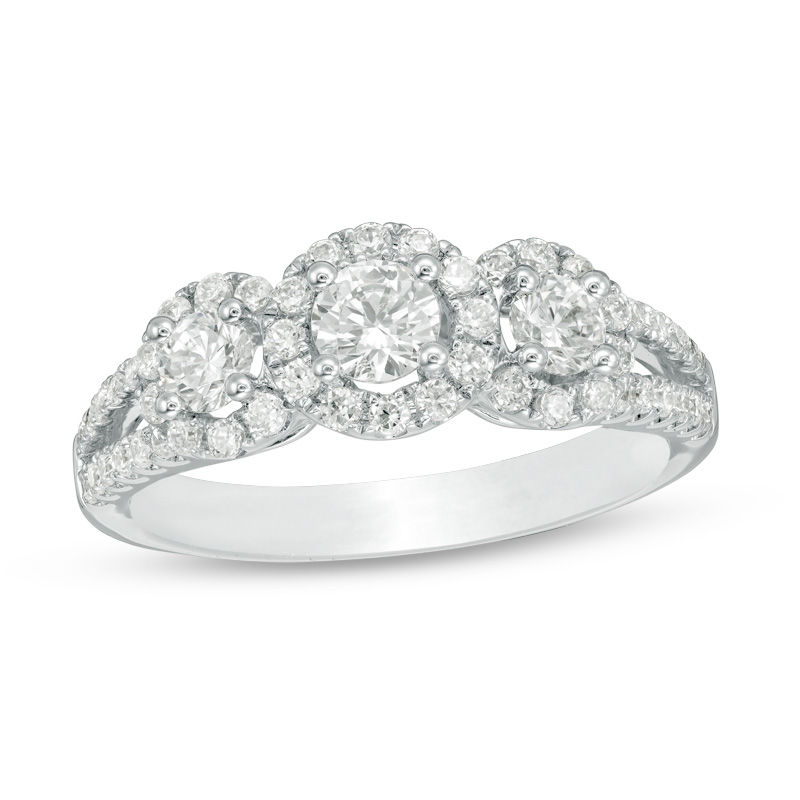 Main Image 1 of 1 CT. T.W. Diamond Past Present Future® Frame Engagement Ring in 14K White Gold