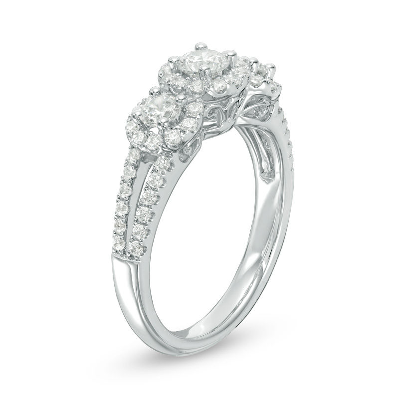 Main Image 2 of 1 CT. T.W. Diamond Past Present Future® Frame Engagement Ring in 14K White Gold