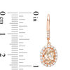 Thumbnail Image 1 of Oval Morganite and White Topaz Frame Drop Earrings in 10K Rose Gold