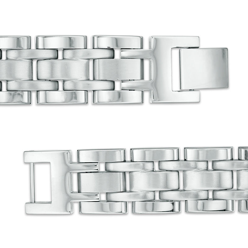Main Image 2 of Men’s Textured ID Bracelet in Stainless Steel and Yellow IP - 8.75"