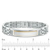 Thumbnail Image 3 of Men’s Textured ID Bracelet in Stainless Steel and Yellow IP - 8.75"