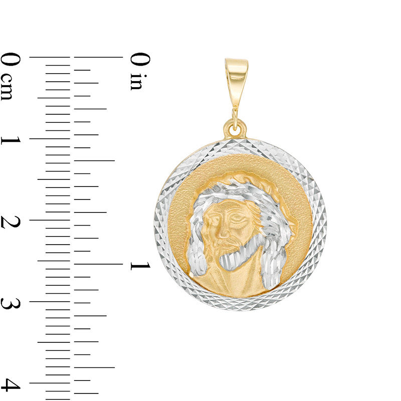 Men's Diamond-Cut Jesus Reversible Necklace Charm in 10K Gold